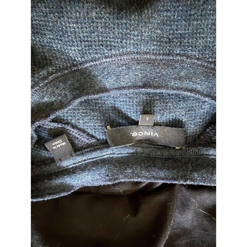 Vince Blue Waffle Knit Thermal Long Sleeve Crewneck Sweater Large L